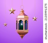 gold hanging islamic fanous... | Shutterstock .eps vector #2135991375