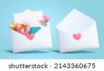 3d love letter envelopes... | Shutterstock .eps vector #2143360675