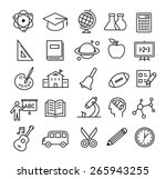 thin lines icon set with school ... | Shutterstock .eps vector #265943255