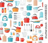 kitchen icons seamless pattern. ... | Shutterstock .eps vector #644888182