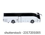 White empty bus isolated over white background, with clipping path. Full Depth of field. side view