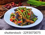 Small photo of Sauteed （stir fried）Green bean and Eggplant with Soy Bean Paste