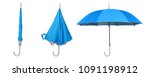 Set of blue umbrella isolated...
