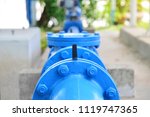 Water steel pipe close up image. Select focus of drink water piping. Flange Pipe Fitting