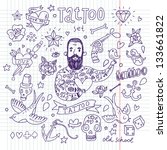 tattoo vector set. cartoon... | Shutterstock .eps vector #133661822