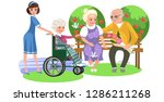 cartoon poster of nurse and old ... | Shutterstock .eps vector #1286211268