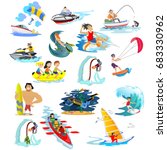 set of water extreme sports... | Shutterstock .eps vector #683330962