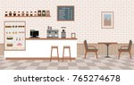 empty cafe interior with bar... | Shutterstock .eps vector #765274678