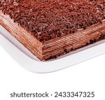 Small photo of multilayer chocolate cake with sour cream