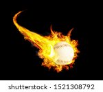 Baseball Ball On Fire With...