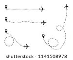 the airplane is in a dotted... | Shutterstock .eps vector #1141508978