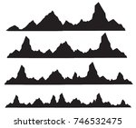 set of black and white mountain ... | Shutterstock .eps vector #746532475