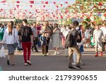 Small photo of Moscow, Russia - July 16 2022: Gastronomic festival Taste of Russia in Gorky Park