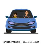 mother and child go by car.... | Shutterstock .eps vector #1633118335