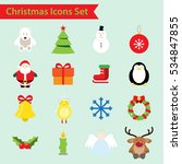 christmas flat color icons set  | Shutterstock .eps vector #534847855