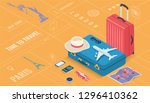 travel equipment in isometric... | Shutterstock .eps vector #1296410362