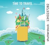 travel composition with famous... | Shutterstock .eps vector #1343237282