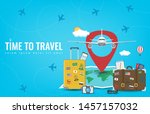 travel background with luggage  ... | Shutterstock .eps vector #1457157032