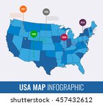 usa map infographic template.... | Shutterstock .eps vector #457432612