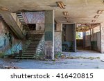 Interior of abandoned dilapidated shopping center 