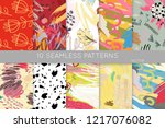 collection of seamless patterns.... | Shutterstock .eps vector #1217076082