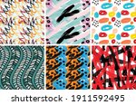 seamless pattern set with rough ... | Shutterstock .eps vector #1911592495