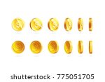 gold coins set isolated on... | Shutterstock .eps vector #775051705