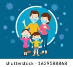 family wearing protective... | Shutterstock .eps vector #1629588868