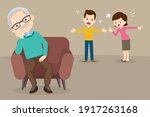 sad elderly woman sitting sofa  ... | Shutterstock .eps vector #1917263168