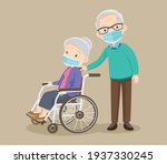 elderly woman wearing medical... | Shutterstock .eps vector #1937330245