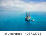 Oil Rig In The Gulf With Copy...