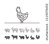 diagrams for butcher shop  ... | Shutterstock .eps vector #1115070452