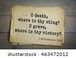 Small photo of Top 500 Bible verses. O death, where is thy sting? O grave, where is thy victory? 1 Corinthians 15:55