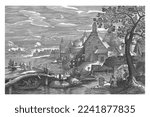Summer, a landscape with fishermen, Hendrick Hondius (I), after Petrus Stephanus, after Monogrammist SCM (17th century), 1601 Landscape with water in the foreground