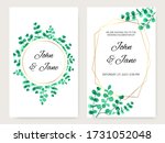 set of cards with green leaves. ... | Shutterstock .eps vector #1731052048