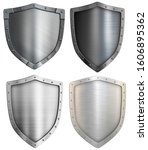 Metal shields set isolated....