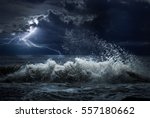 Dark ocean storm with lgihting...