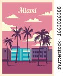Retro Poster Miami City Skyline....