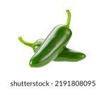 Small photo of Two green jalapeno peppers isolated on white background,with clipping path.