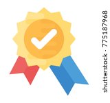 quality check ribbon badge flat ... | Shutterstock .eps vector #775187968