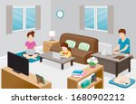 work from home  learn from home ... | Shutterstock .eps vector #1680902212