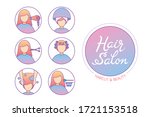 hair salon sign and icon set of ... | Shutterstock .eps vector #1721153518