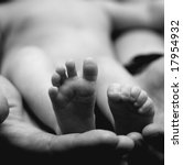 Tiny Baby's Feet In Her Father...