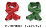 Red and green warm scarves on a ...