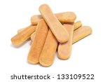 a pile of ladyfingers on a white background