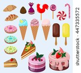 sweet food set with cake  ice... | Shutterstock .eps vector #447335572