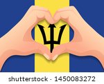 barbados flag and hand heart... | Shutterstock .eps vector #1450083272