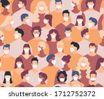masked crowd seamless pattern.... | Shutterstock .eps vector #1712752372