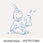 cute little baby boy... | Shutterstock .eps vector #1927972385