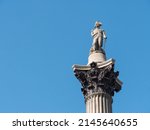 Small photo of London, UK, March 26th 2022: Nelson's Column is a monument in Trafalgar Square in the City of Westminster, London. Built to commemorate Admiral Horatio Nelson, who died at the Battle of Trafalgar.